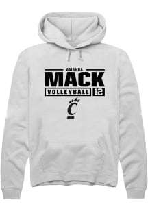 Amanda Mack  Rally Cincinnati Bearcats Mens White NIL Stacked Box Long Sleeve Hoodie