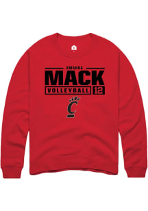 Amanda Mack  Rally Cincinnati Bearcats Mens Red NIL Stacked Box Long Sleeve Crew Sweatshirt