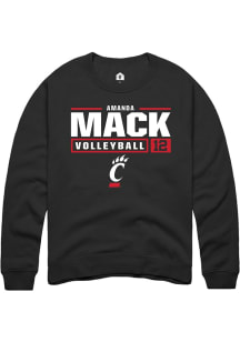 Amanda Mack  Rally Cincinnati Bearcats Mens Black NIL Stacked Box Long Sleeve Crew Sweatshirt