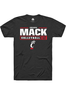 Amanda Mack  Cincinnati Bearcats Black Rally NIL Stacked Box Short Sleeve T Shirt