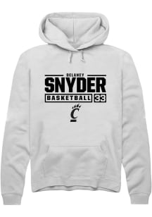 Delaney Snyder  Rally Cincinnati Bearcats Mens White NIL Stacked Box Long Sleeve Hoodie