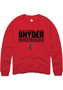 Delaney Snyder  Rally Cincinnati Bearcats Mens Red NIL Stacked Box Long Sleeve Crew Sweatshirt