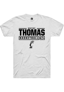 Destiny Thomas  Cincinnati Bearcats White Rally NIL Stacked Box Short Sleeve T Shirt