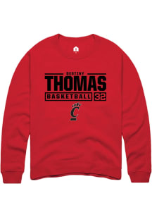 Destiny Thomas  Rally Cincinnati Bearcats Mens Red NIL Stacked Box Long Sleeve Crew Sweatshirt