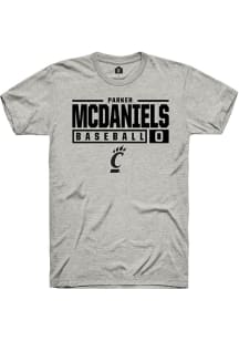 Parker McDaniels  Cincinnati Bearcats Ash Rally NIL Stacked Box Short Sleeve T Shirt
