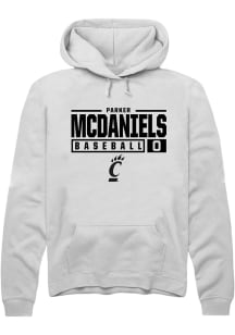Parker McDaniels  Rally Cincinnati Bearcats Mens White NIL Stacked Box Long Sleeve Hoodie