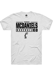 Parker McDaniels  Cincinnati Bearcats White Rally NIL Stacked Box Short Sleeve T Shirt