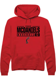 Parker McDaniels  Rally Cincinnati Bearcats Mens Red NIL Stacked Box Long Sleeve Hoodie