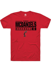 Parker McDaniels  Cincinnati Bearcats Red Rally NIL Stacked Box Short Sleeve T Shirt