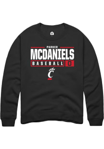Parker McDaniels  Rally Cincinnati Bearcats Mens Black NIL Stacked Box Long Sleeve Crew Sweatshirt