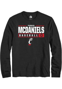 Parker McDaniels  Cincinnati Bearcats Black Rally NIL Stacked Box Long Sleeve T Shirt