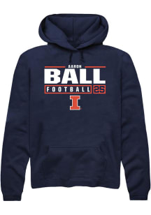 Aaron Ball  Rally Illinois Fighting Illini Mens Navy Blue NIL Stacked Box Long Sleeve Hoodie