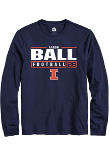 Aaron Ball  Illinois Fighting Illini Navy Blue Rally NIL Stacked Box Long Sleeve T Shirt