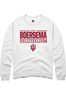 Ella Boersema  Rally Indiana Hoosiers Mens White NIL Stacked Box Long Sleeve Crew Sweatshirt