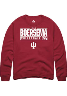 Ella Boersema  Rally Indiana Hoosiers Mens Red NIL Stacked Box Long Sleeve Crew Sweatshirt