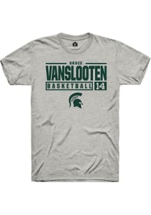 Grace VanSlooten  Michigan State Spartans Ash Rally NIL Stacked Box Short Sleeve T Shirt
