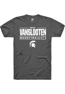 Grace VanSlooten  Michigan State Spartans Dark Grey Rally NIL Stacked Box Short Sleeve T Shirt
