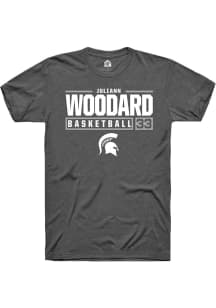 Juliann Woodard  Michigan State Spartans Dark Grey Rally NIL Stacked Box Short Sleeve T Shirt