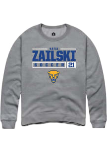 Katie Zailski  Rally Pitt Panthers Mens Graphite NIL Stacked Box Long Sleeve Crew Sweatshirt