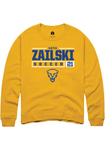 Katie Zailski  Rally Pitt Panthers Mens Gold NIL Stacked Box Long Sleeve Crew Sweatshirt