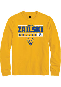 Katie Zailski  Pitt Panthers Gold Rally NIL Stacked Box Long Sleeve T Shirt