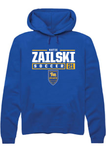 Katie Zailski  Rally Pitt Panthers Mens Blue NIL Stacked Box Long Sleeve Hoodie