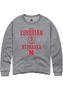 Connor Essegian  Rally Nebraska Cornhuskers Mens Graphite NIL Sport Icon Long Sleeve Crew Sweatshi..