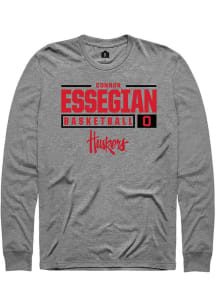Connor Essegian  Nebraska Cornhuskers Graphite Rally NIL Stacked Box Long Sleeve T Shirt