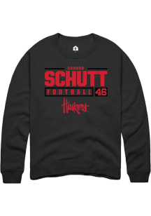 Connor Schutt  Rally Nebraska Cornhuskers Mens Black NIL Stacked Box Long Sleeve Crew Sweatshirt