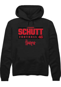 Connor Schutt  Rally Nebraska Cornhuskers Mens Black NIL Stacked Box Long Sleeve Hoodie