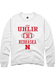 Trent Uhlir  Rally Nebraska Cornhuskers Mens White NIL Sport Icon Long Sleeve Crew Sweatshirt