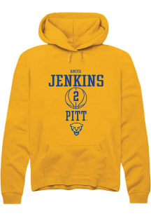Amiya Jenkins  Rally Pitt Panthers Mens Gold NIL Sport Icon Long Sleeve Hoodie