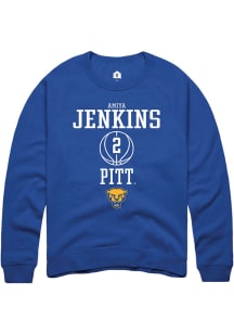 Amiya Jenkins  Rally Pitt Panthers Mens Blue NIL Sport Icon Long Sleeve Crew Sweatshirt