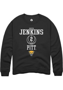 Amiya Jenkins  Rally Pitt Panthers Mens Black NIL Sport Icon Long Sleeve Crew Sweatshirt
