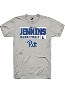 Amiya Jenkins  Pitt Panthers Ash Rally NIL Stacked Box Short Sleeve T Shirt
