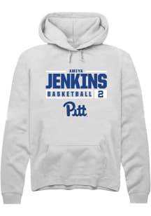 Amiya Jenkins  Rally Pitt Panthers Mens White NIL Stacked Box Long Sleeve Hoodie