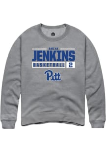 Amiya Jenkins  Rally Pitt Panthers Mens Graphite NIL Stacked Box Long Sleeve Crew Sweatshirt