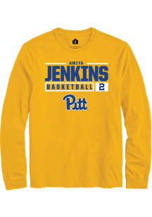 Amiya Jenkins  Pitt Panthers Gold Rally NIL Stacked Box Long Sleeve T Shirt