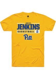 Amiya Jenkins  Pitt Panthers Gold Rally NIL Stacked Box Short Sleeve T Shirt