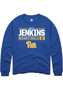 Amiya Jenkins  Rally Pitt Panthers Mens Blue NIL Stacked Box Long Sleeve Crew Sweatshirt