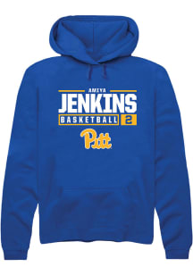 Amiya Jenkins  Rally Pitt Panthers Mens Blue NIL Stacked Box Long Sleeve Hoodie
