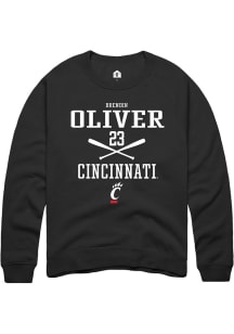 Brendin Oliver  Rally Cincinnati Bearcats Mens Black NIL Sport Icon Long Sleeve Crew Sweatshirt