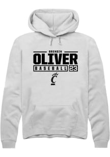 Brendin Oliver  Rally Cincinnati Bearcats Mens White NIL Stacked Box Long Sleeve Hoodie