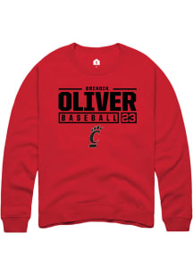 Brendin Oliver  Rally Cincinnati Bearcats Mens Red NIL Stacked Box Long Sleeve Crew Sweatshirt