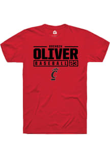 Brendin Oliver  Cincinnati Bearcats Red Rally NIL Stacked Box Short Sleeve T Shirt