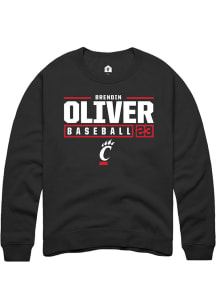 Brendin Oliver  Rally Cincinnati Bearcats Mens Black NIL Stacked Box Long Sleeve Crew Sweatshirt