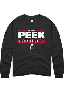 Antwan Peek  Rally Cincinnati Bearcats Mens Black NIL Stacked Box Long Sleeve Crew Sweatshirt