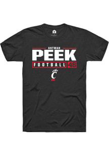 Antwan Peek  Cincinnati Bearcats Black Rally NIL Stacked Box Short Sleeve T Shirt