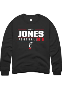 Samaj Jones  Rally Cincinnati Bearcats Mens Black NIL Stacked Box Long Sleeve Crew Sweatshirt