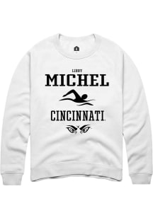 Libby Michel  Rally Cincinnati Bearcats Mens White NIL Sport Icon Long Sleeve Crew Sweatshirt